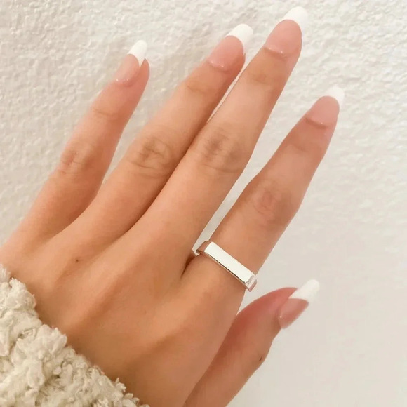 925 Sterling Silver Bar Ring Minimalist Ring Thin Bar Ring Stackable Dainty Ring - Picture 7 of 9